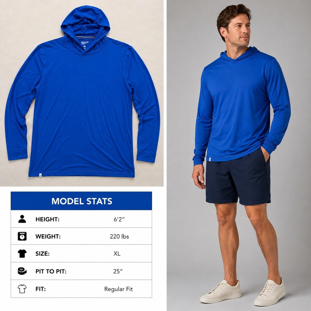 Johnnie-O Performance Hoodie Mens XL Blue UPF 50 Sun Protection LS Shirt NWOT